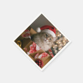 Weihnachtskatze in einer Schachtel Serviette (Ecke)