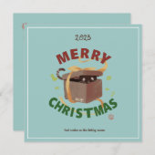 Weihnachtskatze in Karton Einladung (Vorne/Hinten)