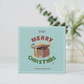 Weihnachtskatze in Karton Einladung (Stehend Vorderseite)