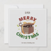 Weihnachtskatze in Karton Einladung (Vorderseite)