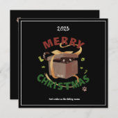 Weihnachtskatze in Karton Einladung (Vorne/Hinten)