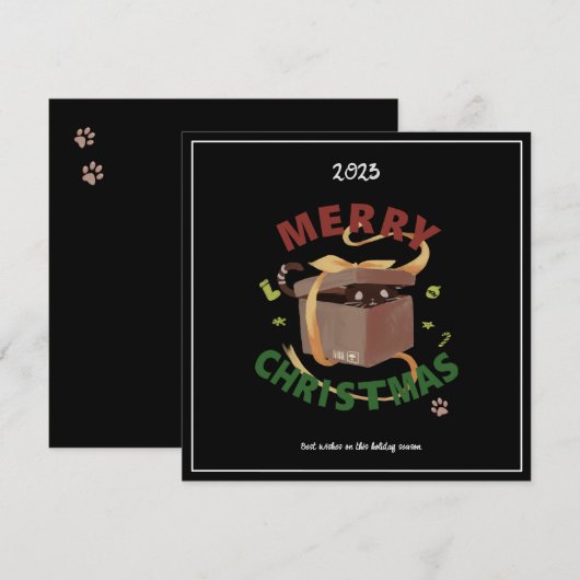 Weihnachtskatze in Karton Einladung (Vorne/Hinten)