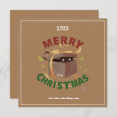 Weihnachtskatze in Karton Einladung (Vorne/Hinten)