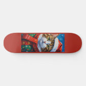 Weihnachtskatze in Santa-Mütze Skateboard (Horizontal)