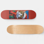 Weihnachtskatze in Santa-Mütze Skateboard (Horizontal)