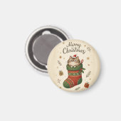 Weihnachtskatze in Strumpf Magnet (Vorderseite/Rückseite)
