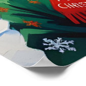 Weihnachtskatze in Weihnachtsmannmütze Poster (Ecke)