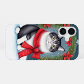 Weihnachtskatze iPhone 16 Hülle (Rückseite (Horizontal))