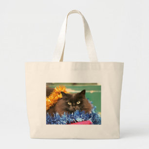 Weihnachtskatze Jumbo Stoffbeutel