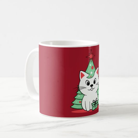Weihnachtskatze Kaffeetasse (Vorderseite Links)