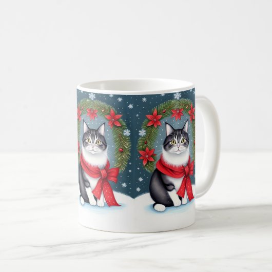 Weihnachtskatze Kaffeetasse (VorderseiteRechts)
