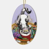 Weihnachtskatze Keramik Ornament (Links)