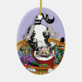 Weihnachtskatze Keramik Ornament (Vorne)