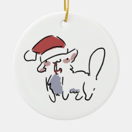 Weihnachtskatze Keramik Ornament
