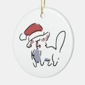 Weihnachtskatze Keramik Ornament (Links)