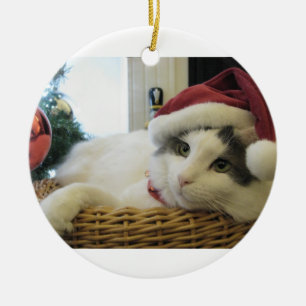 Weihnachtskatze Keramik Ornament