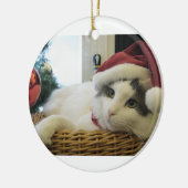 Weihnachtskatze Keramik Ornament (Links)