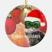 Weihnachtskatze Keramik Ornament (Vorne)