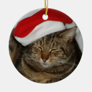 Weihnachtskatze Keramik Ornament