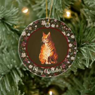 Weihnachtskatze Keramik Ornament