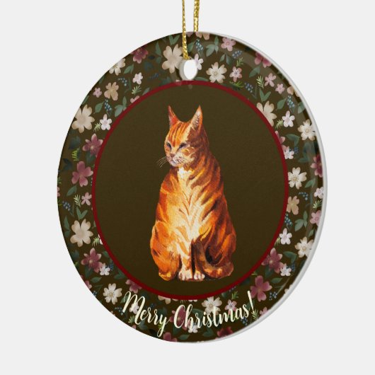 Weihnachtskatze Keramik Ornament (Links)