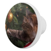 Weihnachtskatze Keramikknauf (Rechts)