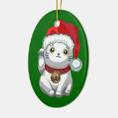 Weihnachtskatze Keramikornament (Links)