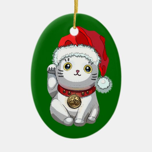 Weihnachtskatze Keramikornament (Vorne)