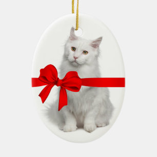 Weihnachtskatze Keramikornament