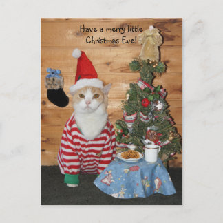 Weihnachtskatze/Kitty in PJs Feiertagspostkarte