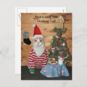 Weihnachtskatze/Kitty in PJs Feiertagspostkarte (Vorne/Hinten)
