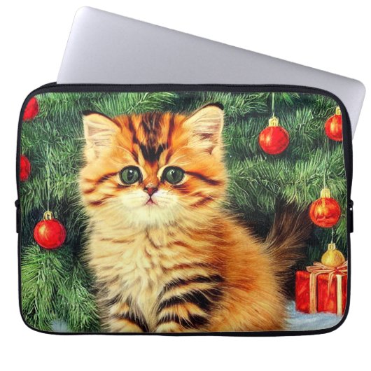 Weihnachtskatze Laptopschutzhülle (Vorderseite)