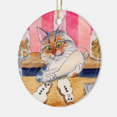 Weihnachtskatze, Lebkuchen Snowman-Ornament Keramik Ornament (Links)