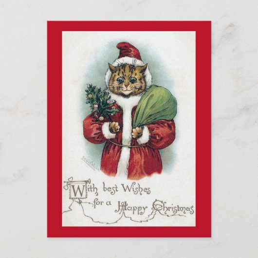 Weihnachtskatze, Louis Wain Feiertagspostkarte (Vorderseite)