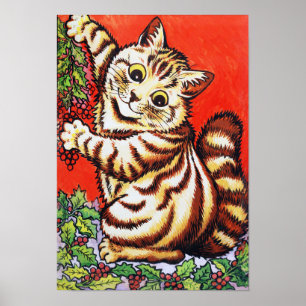 Weihnachtskatze, Louis Wain Poster
