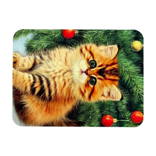 Weihnachtskatze Magnet (Horizontal)