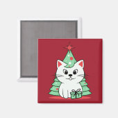 Weihnachtskatze Magnet (Vorderseite/Rückseite)