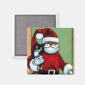 Weihnachtskatze Magnet (Vorderseite/Rückseite)