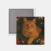 Weihnachtskatze-Magnet Magnet (Vorderseite/Rückseite)