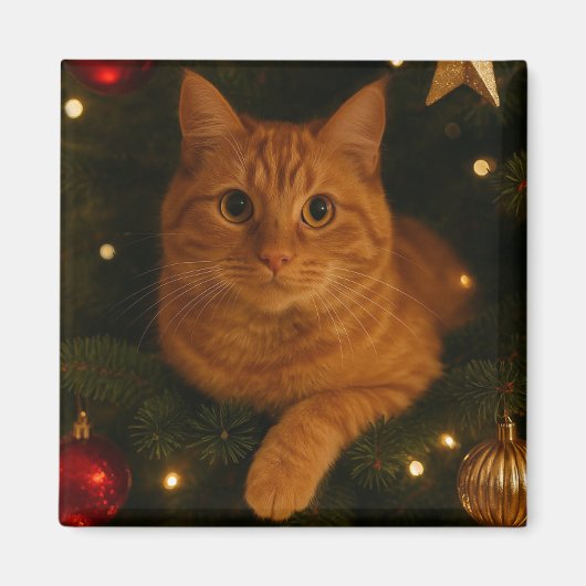 Weihnachtskatze-Magnet Magnet (Vorne)