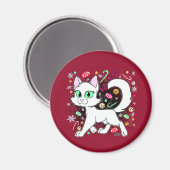 Weihnachtskatze-Magnet (Rot) Magnet (Vorderseite/Rückseite)