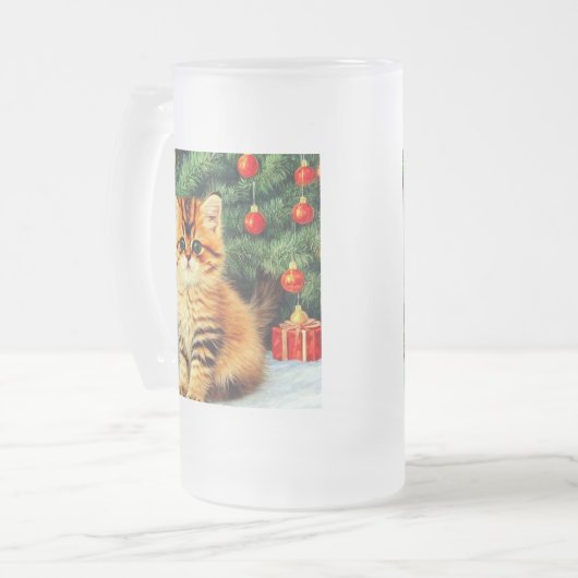 Weihnachtskatze Mattglas Bierglas (Vorderseite Links)