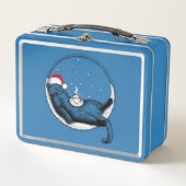 Weihnachtskatze Metall Brotdose (Vorderseite)