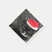 Weihnachtskatze mit dem Hut des Weihnachtsmanns Serviette (Ecke)