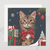 Weihnachtskatze mit Geschenken Feiertagskarte (Vorne/Hinten)
