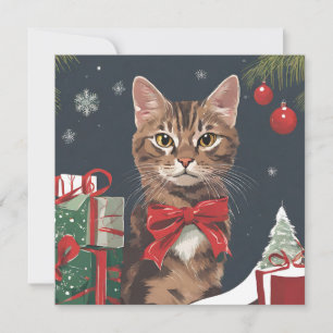 Weihnachtskatze mit Geschenken Feiertagskarte