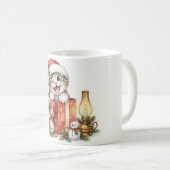 Weihnachtskatze mit Geschenken Kaffeetasse (VorderseiteRechts)