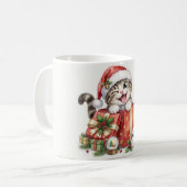 Weihnachtskatze mit Geschenken Kaffeetasse (Vorderseite Links)