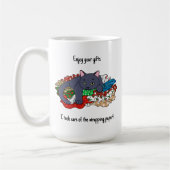 Weihnachtskatze mit Geschenkpapier Kaffeetasse (Links)