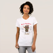 Weihnachtskatze mit Holiday Tree T - Shirt (Vorne ganz)